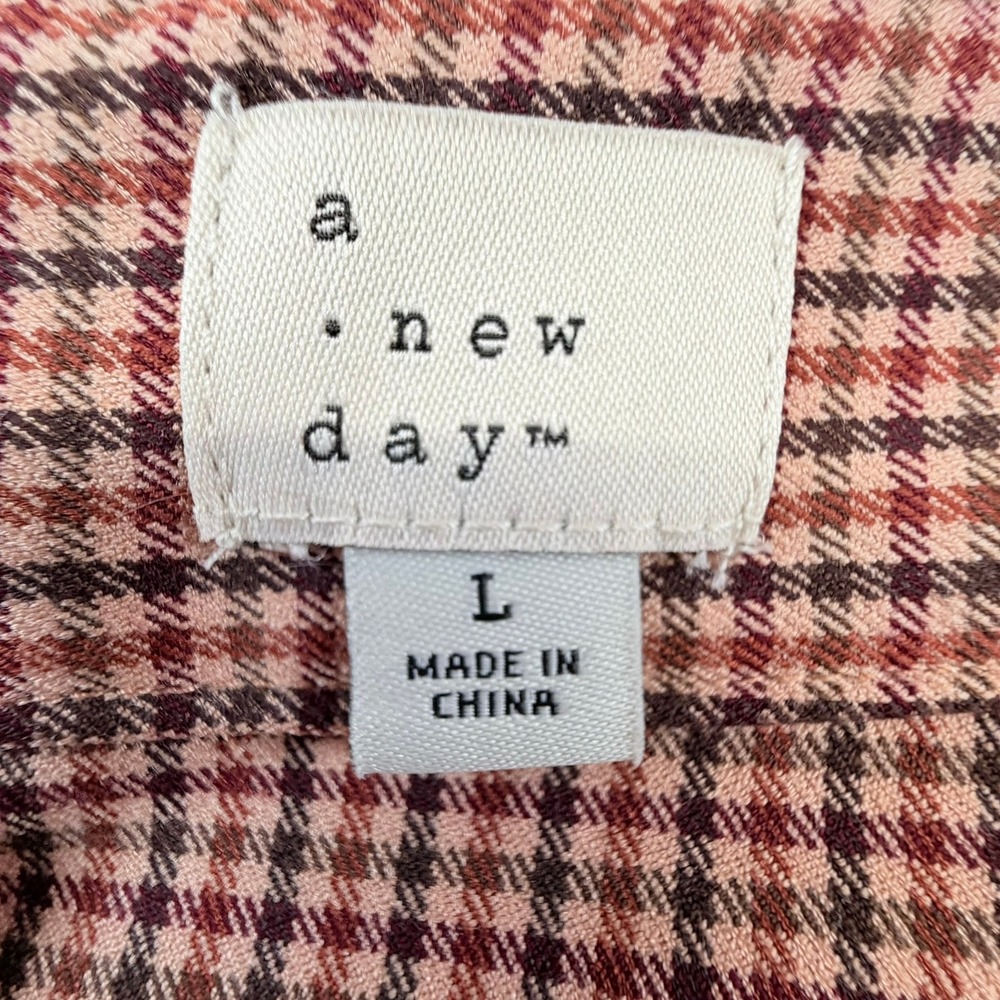 A New Day Women's Brown Houndstooth Plaid Mini Skirt Side Pockets Size L - Picture 4 of 9